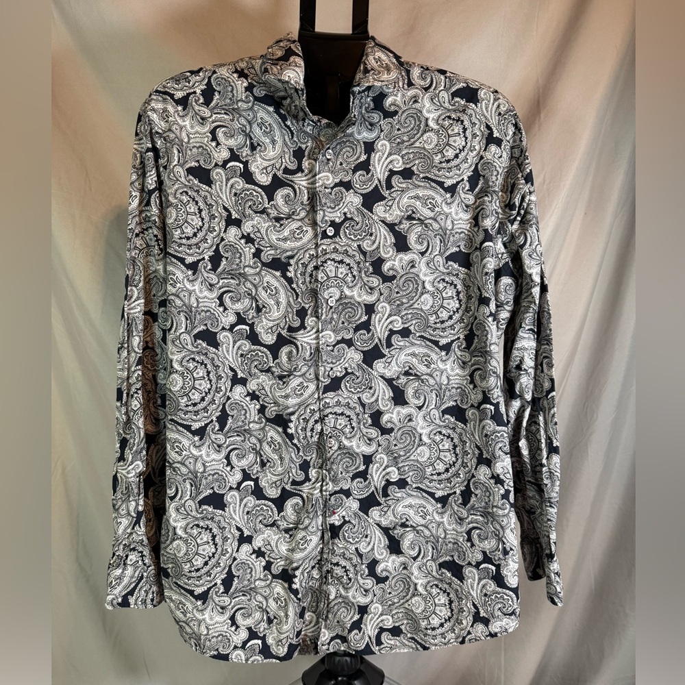 Cremieux Men’s Black & White Paisley Long Sleeve Button-Up‎ Shirt 👔